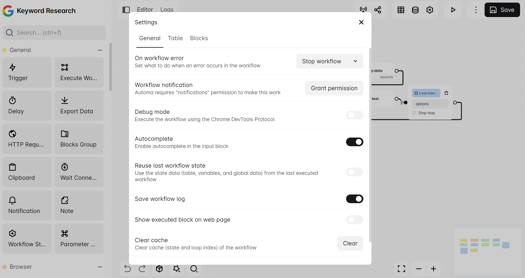 routine settings